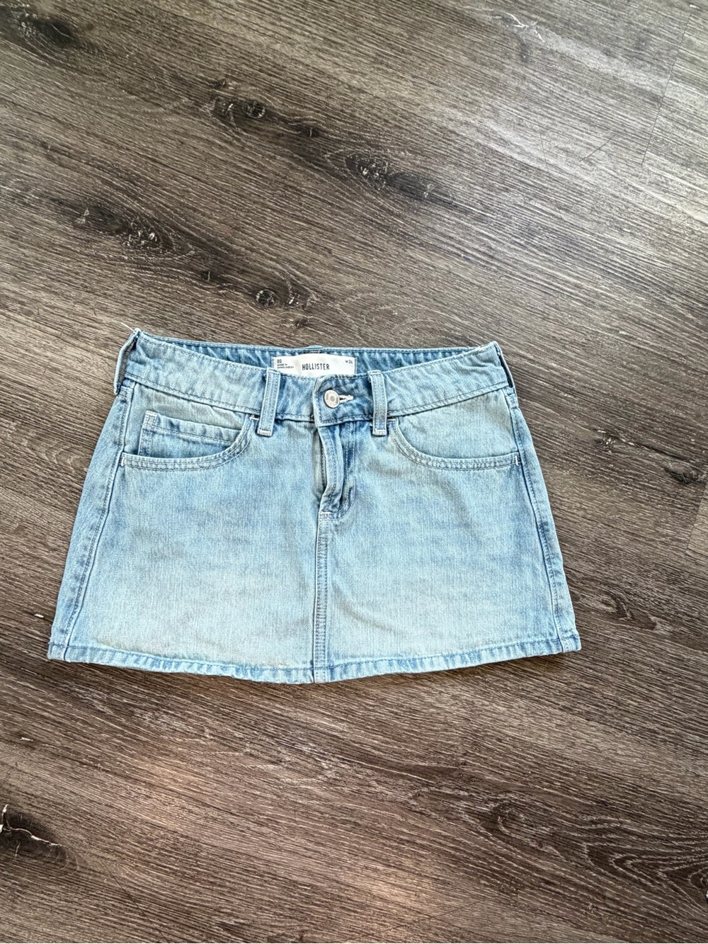 Hollister Faded Light Blue Denim Mini Skirt
